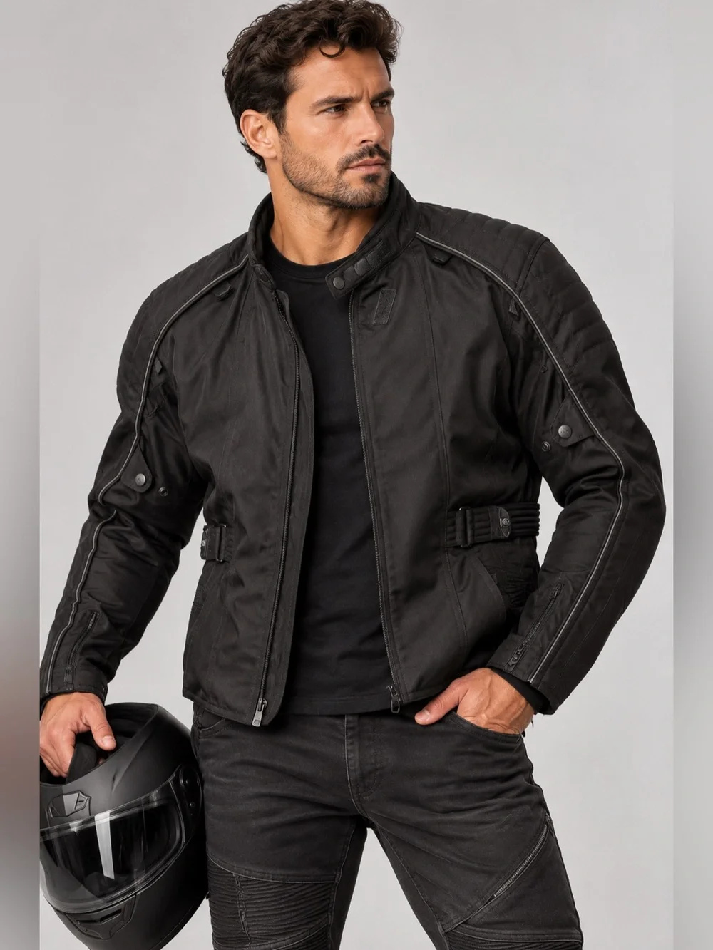 Fieldsheer Black Motorcycle Riding Jacket Armored Moto Biker Racing inside liner